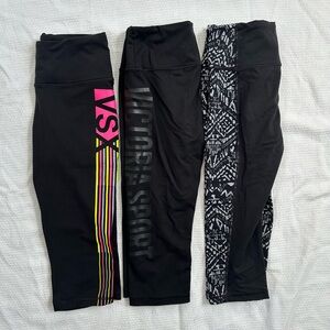 LOT Of Victoria’s Secret VSX Sport Knockout Crop Leggings Small Black Athletic